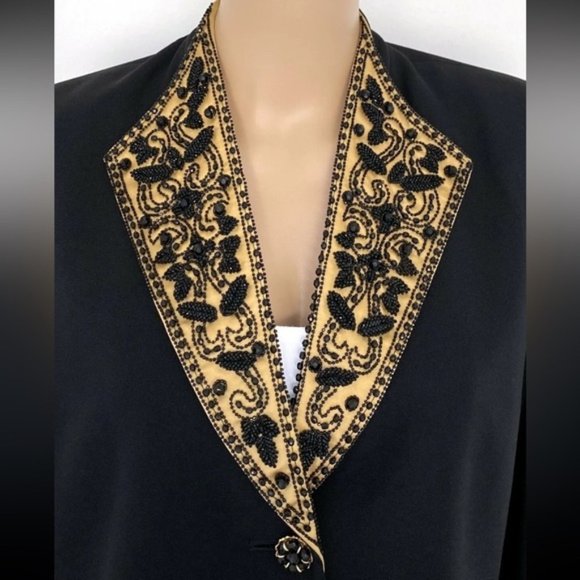 ALBERT NIPON Elegant Beaded Evening Wear 2 PC Suit Black Gold Size 10P - Picture 3 of 14